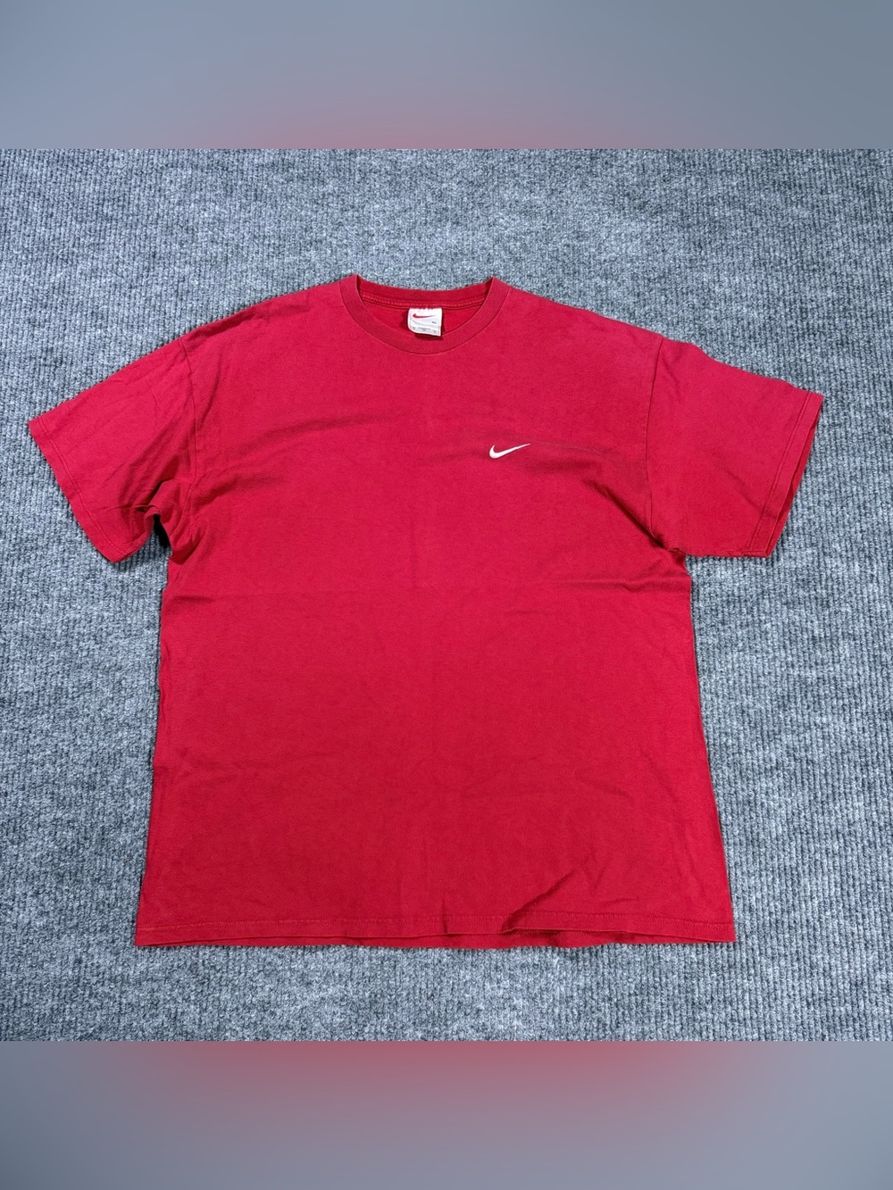 Vintage Nike 90's Made in USA Swoosh Chest Logo Red S/S T-Shirt Men's Size XL